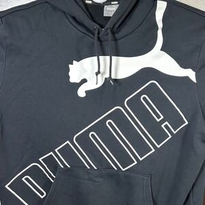 Puma Mens Black Hoodie Sweatshirt Large Big Cat Logo Pullover